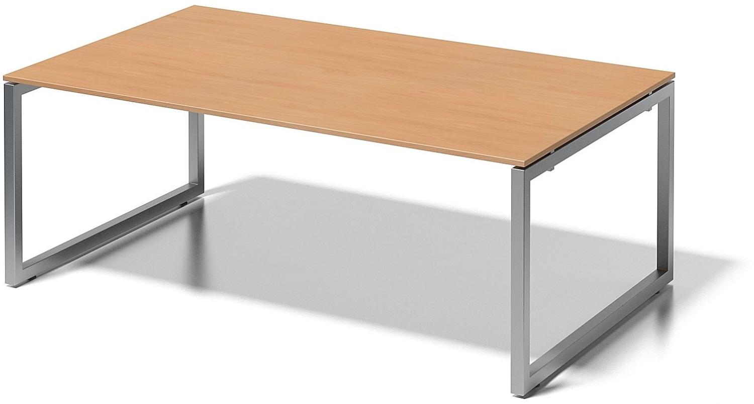 Cito Chefarbeitsplatz/Konferenztisch, 740 mm höhenfixes O-Gestell, H 19 x B 2000 x T 1200 mm, Dekor buche, Gestell silber Bild 1