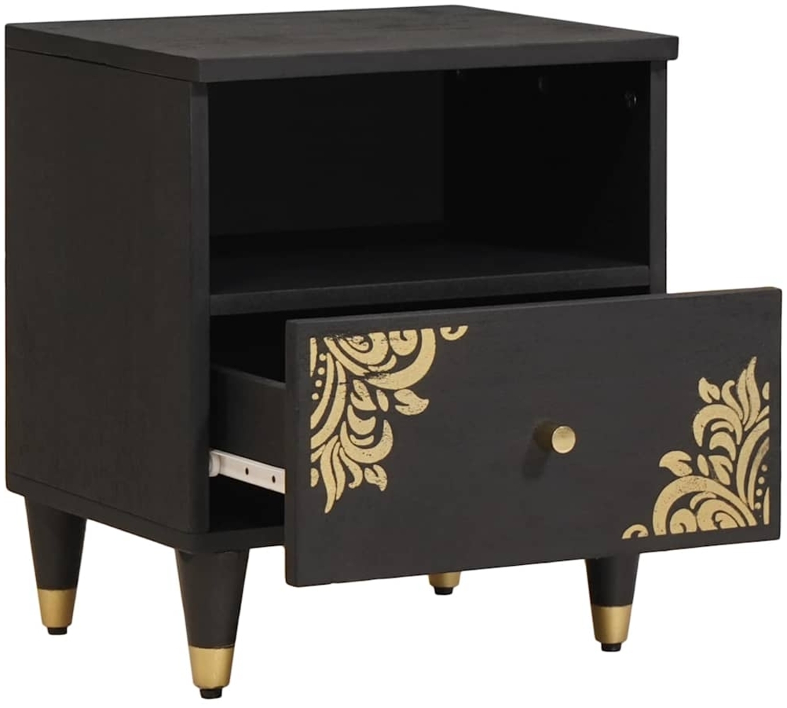 vidaXL Nachttisch Schwarz 40 x 33 x 46 cm Massivholz Mango 4018814 Bild 1