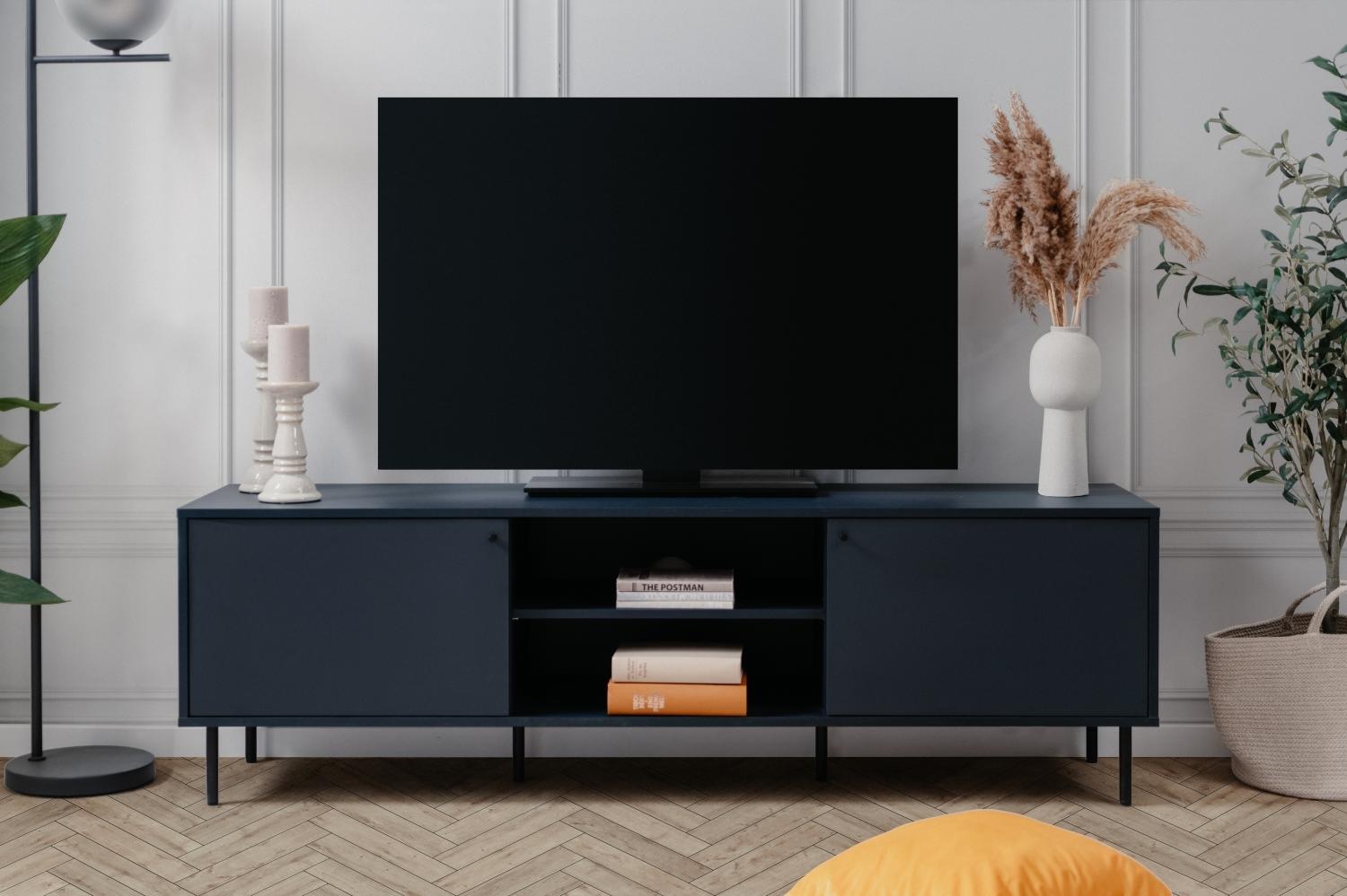 TV-Board >Caracas< in Navy blau - 160x50x40cm (BxHxT) Bild 1