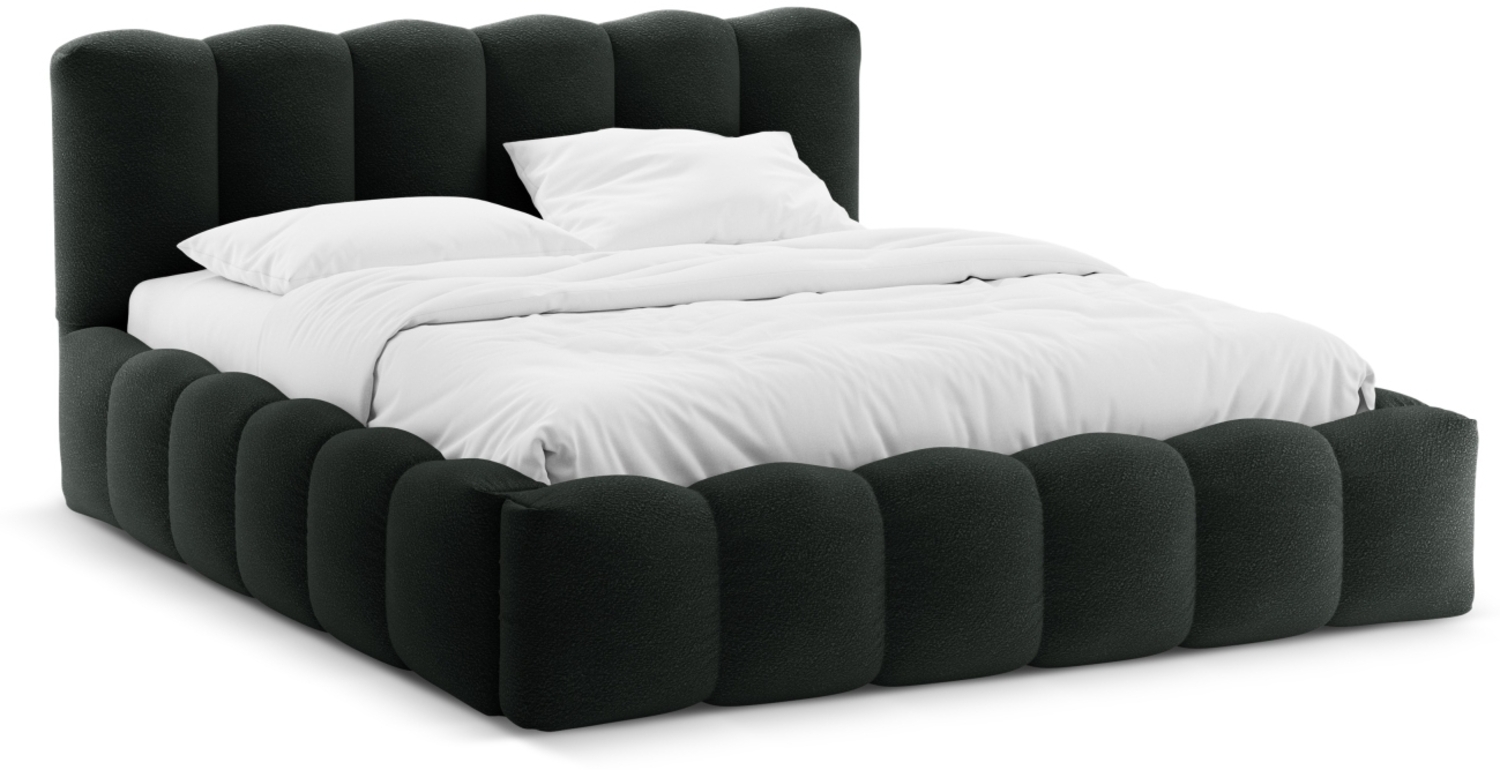 Micadoni Stauraumbett mit Kopfteil Lupine Boucle Baloo Schwarz 140x200 Bild 1