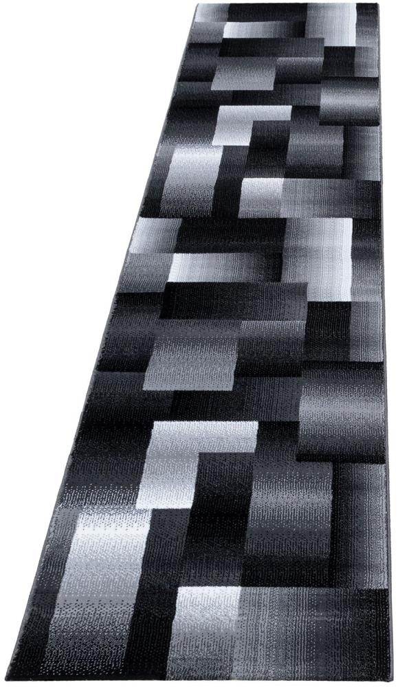 Kurzflor Teppich Matteo Läufer - 80x300 cm - Schwarz Bild 1