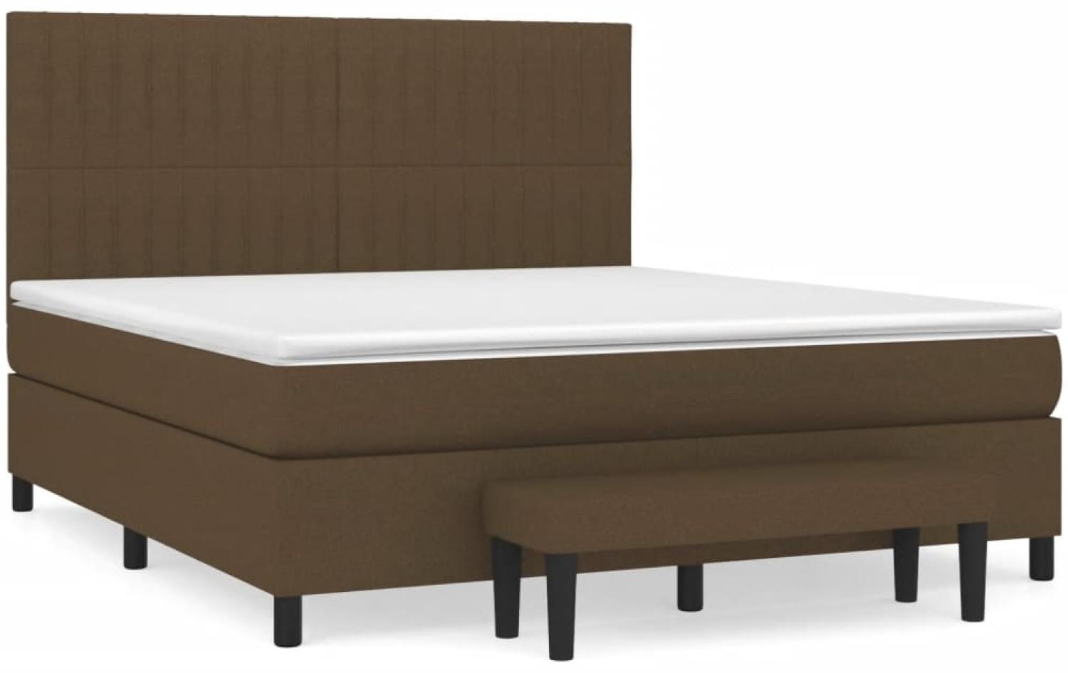 vidaXL Boxspringbett mit Matratze Dunkelbraun 160x200 cm Stoff, Härtegrad: H2 [3136768] Bild 1