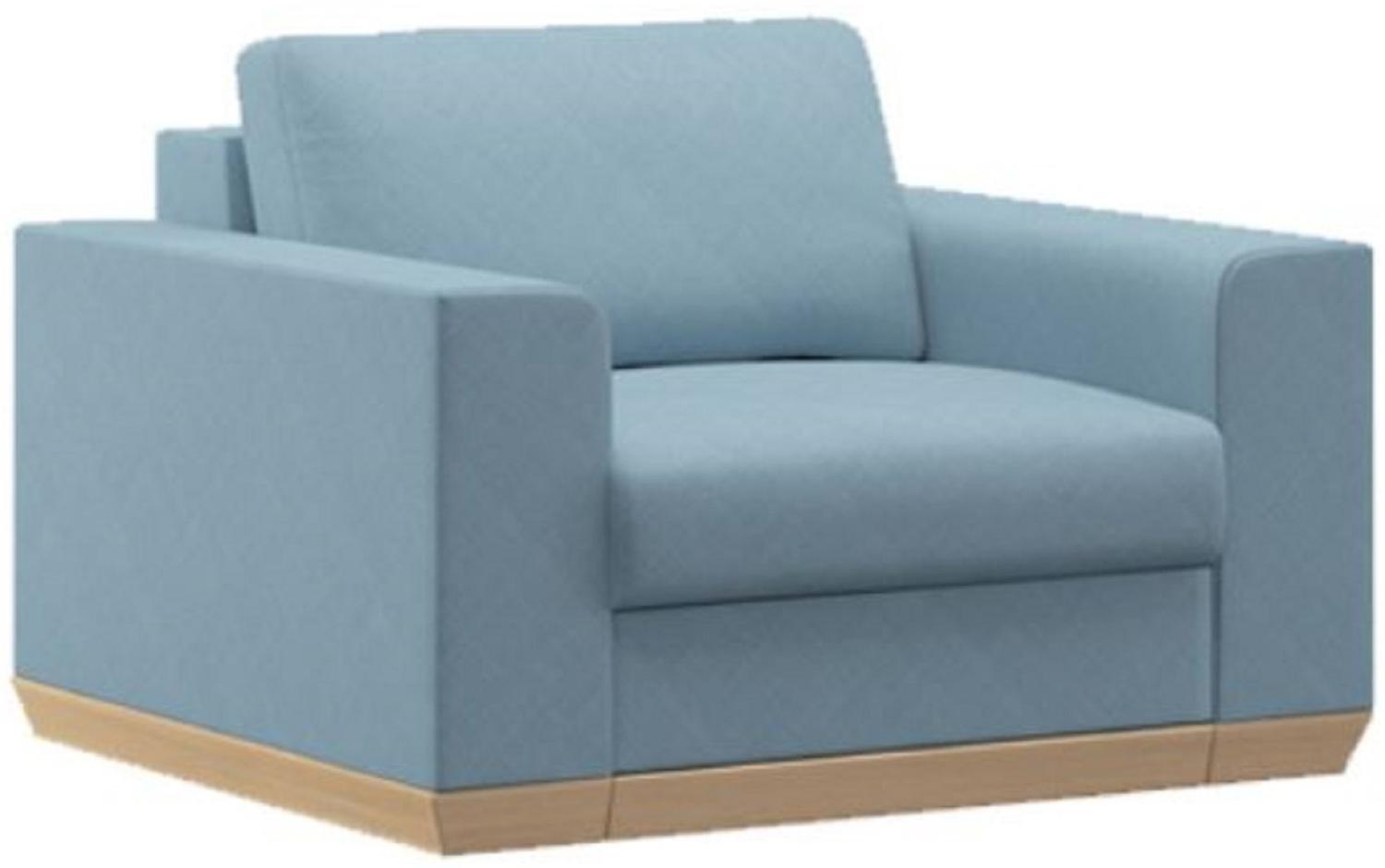 Casa Padrino Wohnzimmer Sessel Hellblau / Naturfarben 105 x 100 x H. 80 cm - Moderne Wohnzimmer Möbel Bild 1