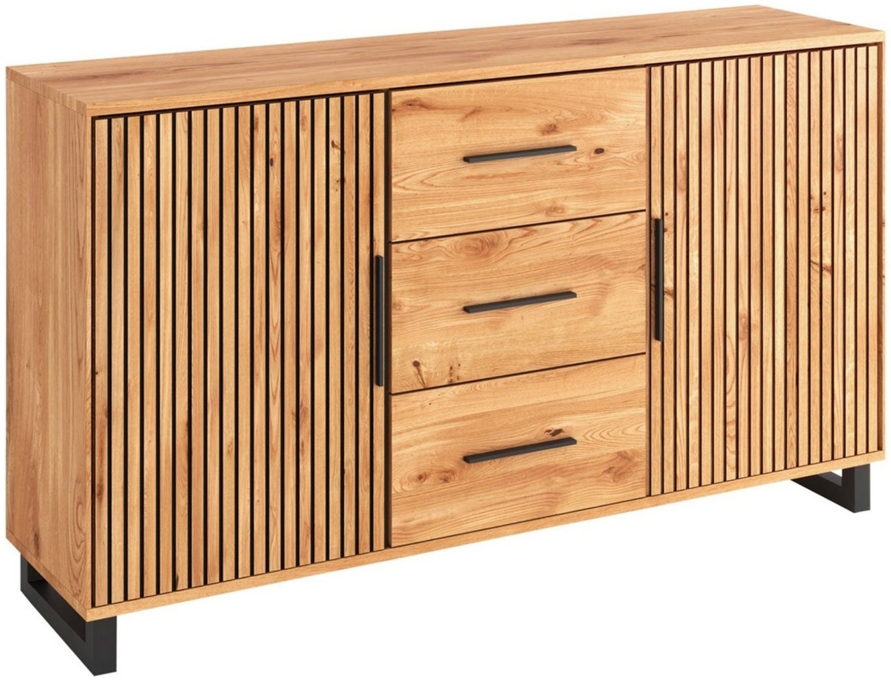 ELFO Sideboard MARTHA, B 163 x H 90 cm, teilmassives Eichenholz, 2 Türen, 3 Schubladen Bild 1