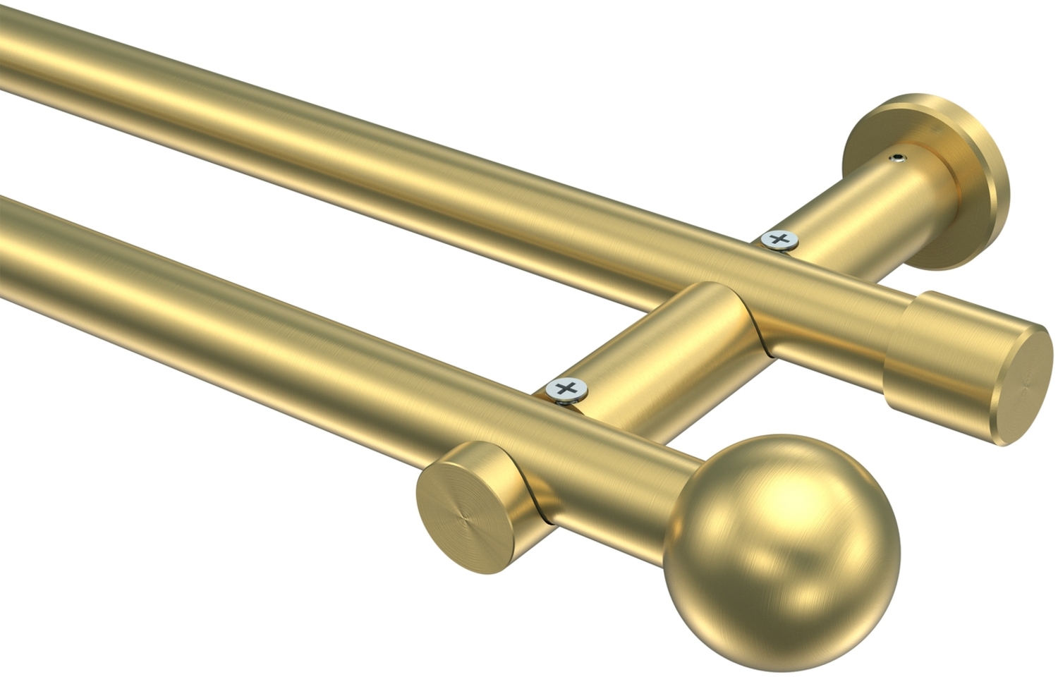 Gardinenstangen-Set Platon Luino 360 cm (geteilt in 2 x 180 cm), 2-läufig (ohne Ringe), 20 mm Ø Messing-Optik Bild 1