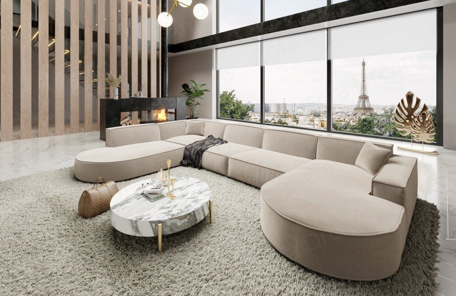 Sofa Dreams Wohnlandschaft Designer Stoff Sofa Modern Couch Alegranza U Form Stoffsofa, Loungesofa Bild 1