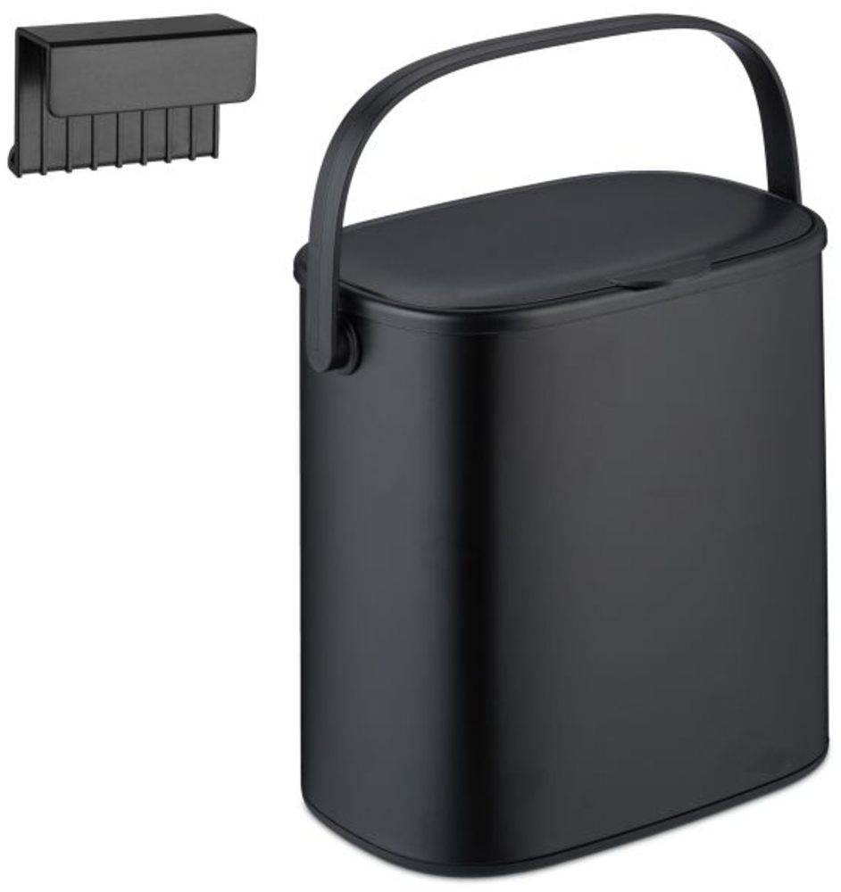 Relaxdays Mülleimer, 5 Liter, Eisen, Schwarz Bild 1