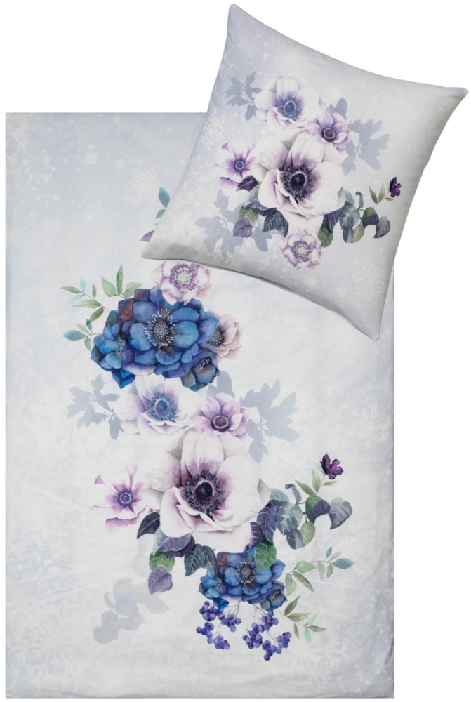 Estella Bettwäsche Snowflower 4446 101 Schnee Kuschelflanell 155 x 220 + 80 x 80 cm Bild 1