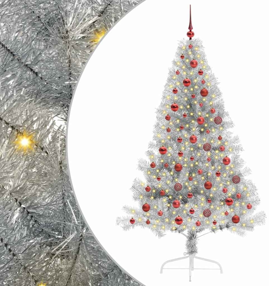 vidaXL Künstlicher vorbeleuchteter Weihnachtsbaum Silber 180 cm 3397206 Bild 1
