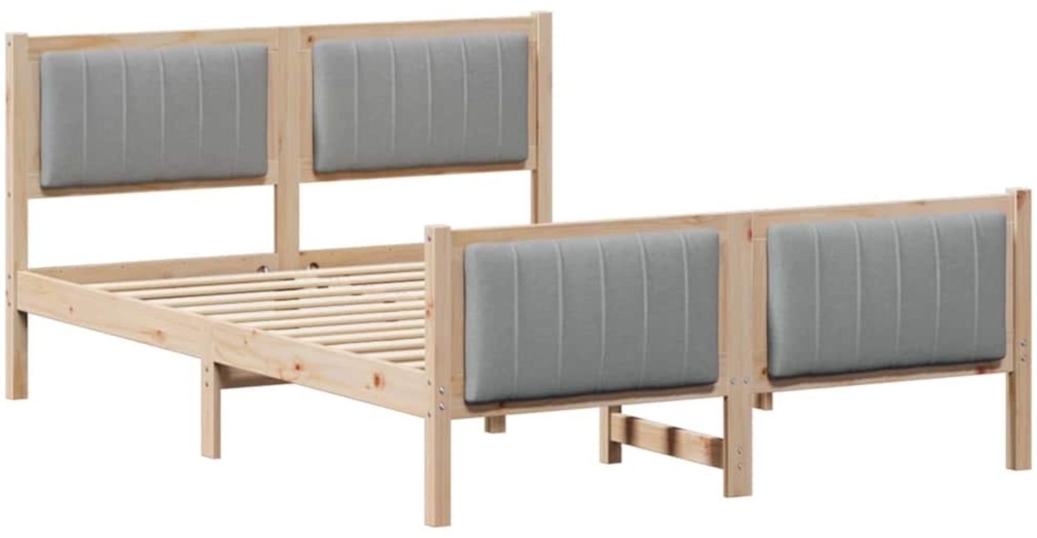 vidaXL Bettgestell Braun und hellgrau 140 x 200 cm Massivholz Kiefer 3394318 Bild 1