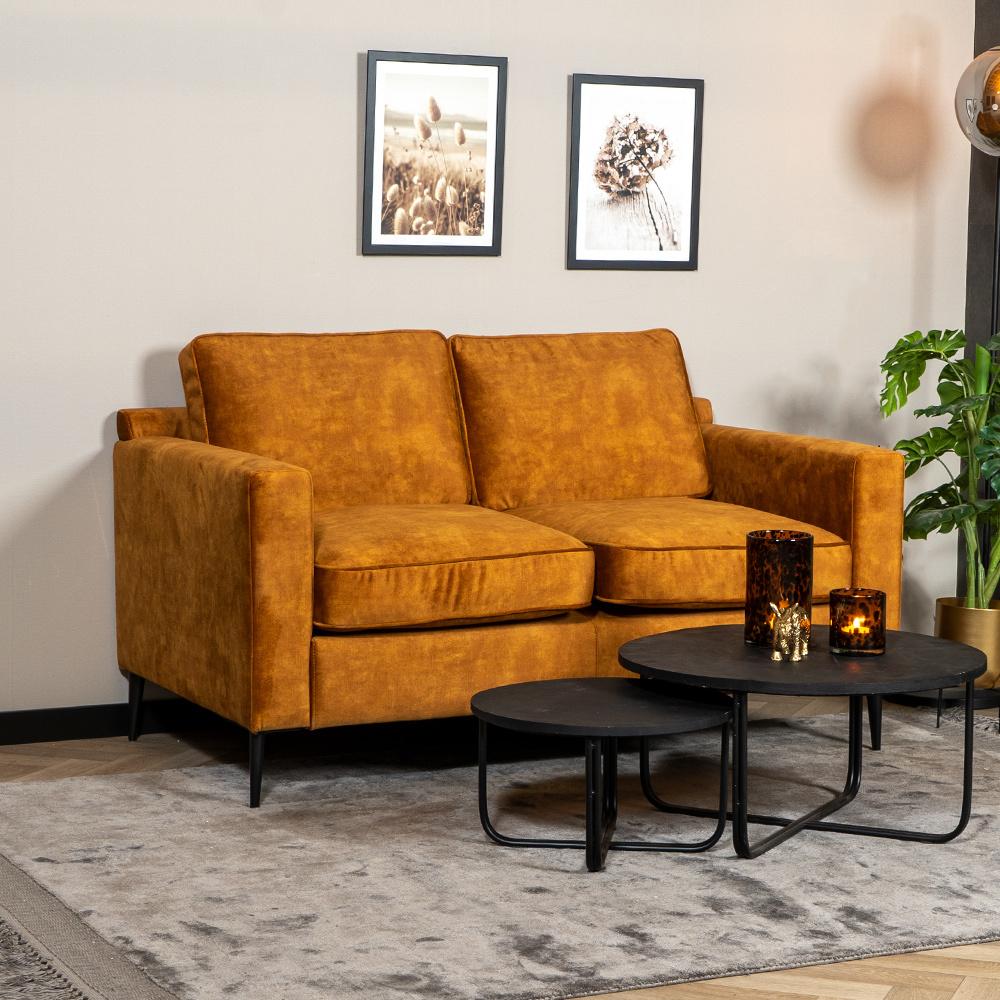 Bronx71 Samt Sofa 2-Sitzer Florida ockergelb/cognac Bild 1