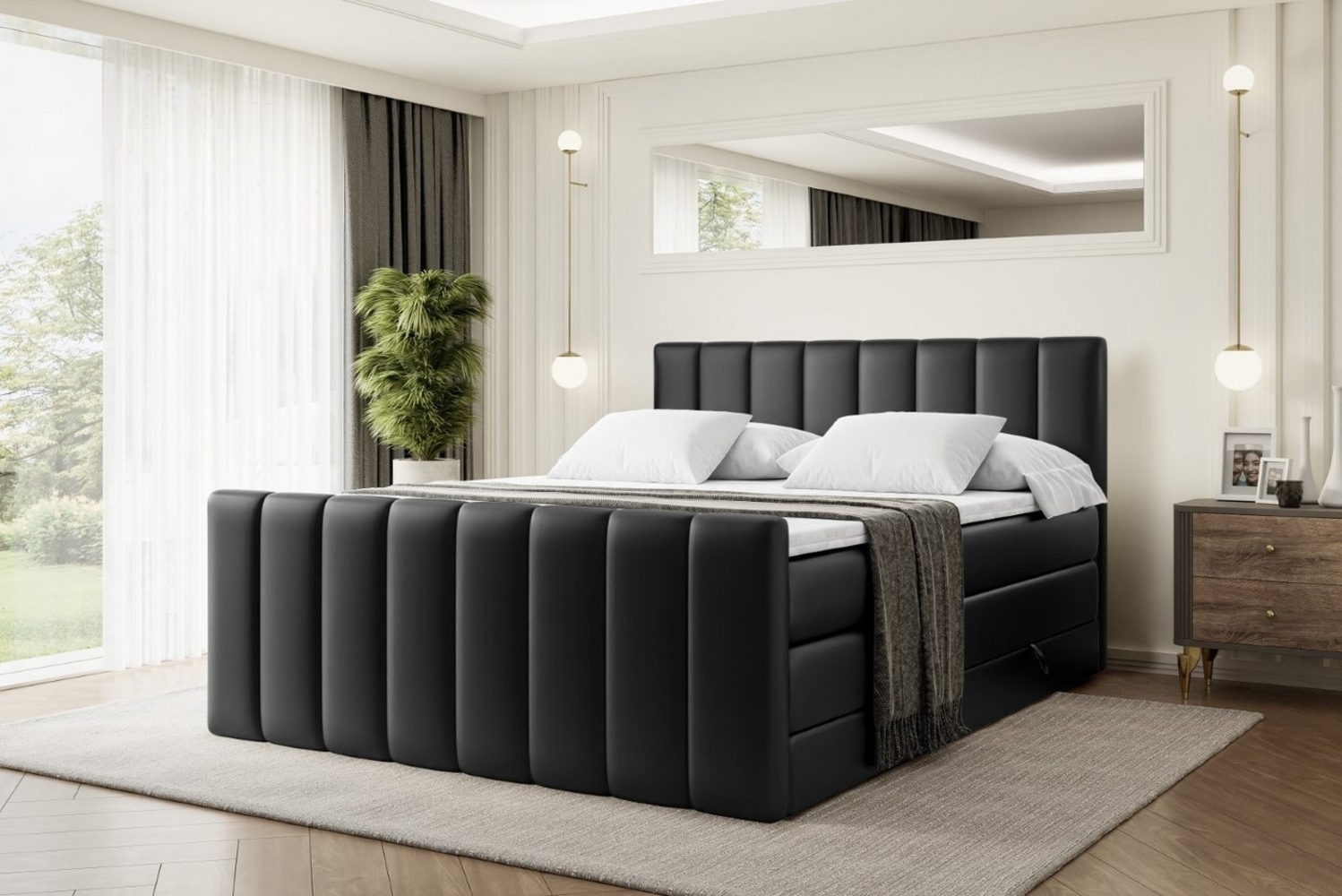 ALTDECOR Boxspringbett OTTA-Z KING (Multipocket-Matratze H4, H3 Matratze Bonellfederung, Topper, Kopfteil), Doppelbett mit Fußteil Bild 1