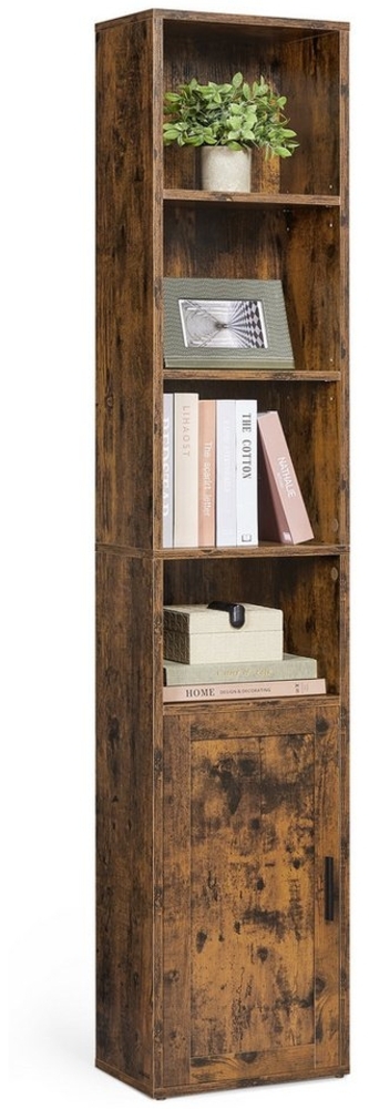 Bücherregal, 6-stöckiges hohes Regal, Standregal mit Türen und offenen Fächern, vielseitig einsetzbar Bild 1