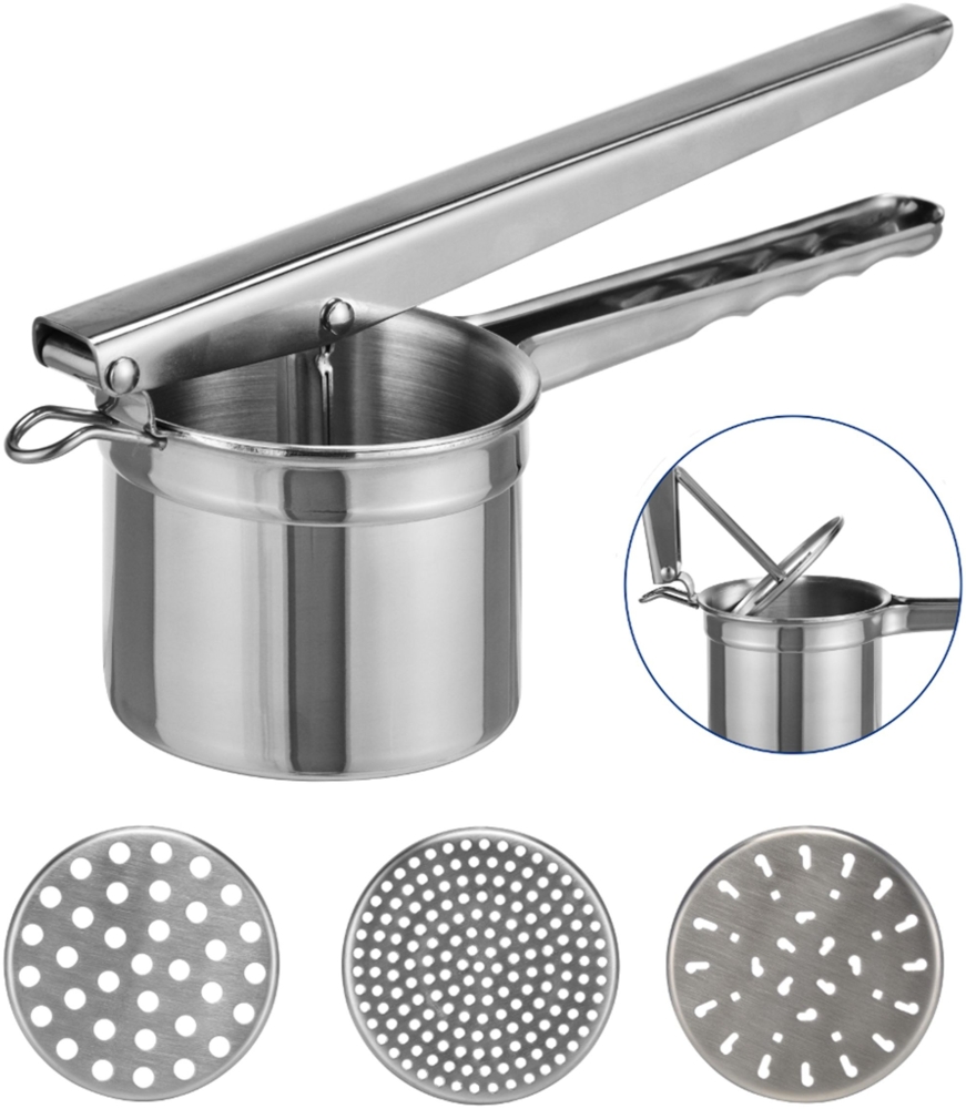 Edelstahl Kartoffelpresse Spätzlepresse 3 Locheinsätze Bild 1