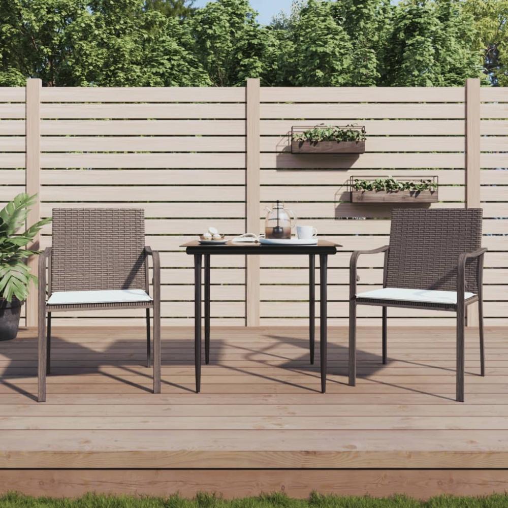 vidaXL Gartenstühle mit Kissen 2 Stk. Braun 56x59x84 cm Poly Rattan 364093 Bild 1