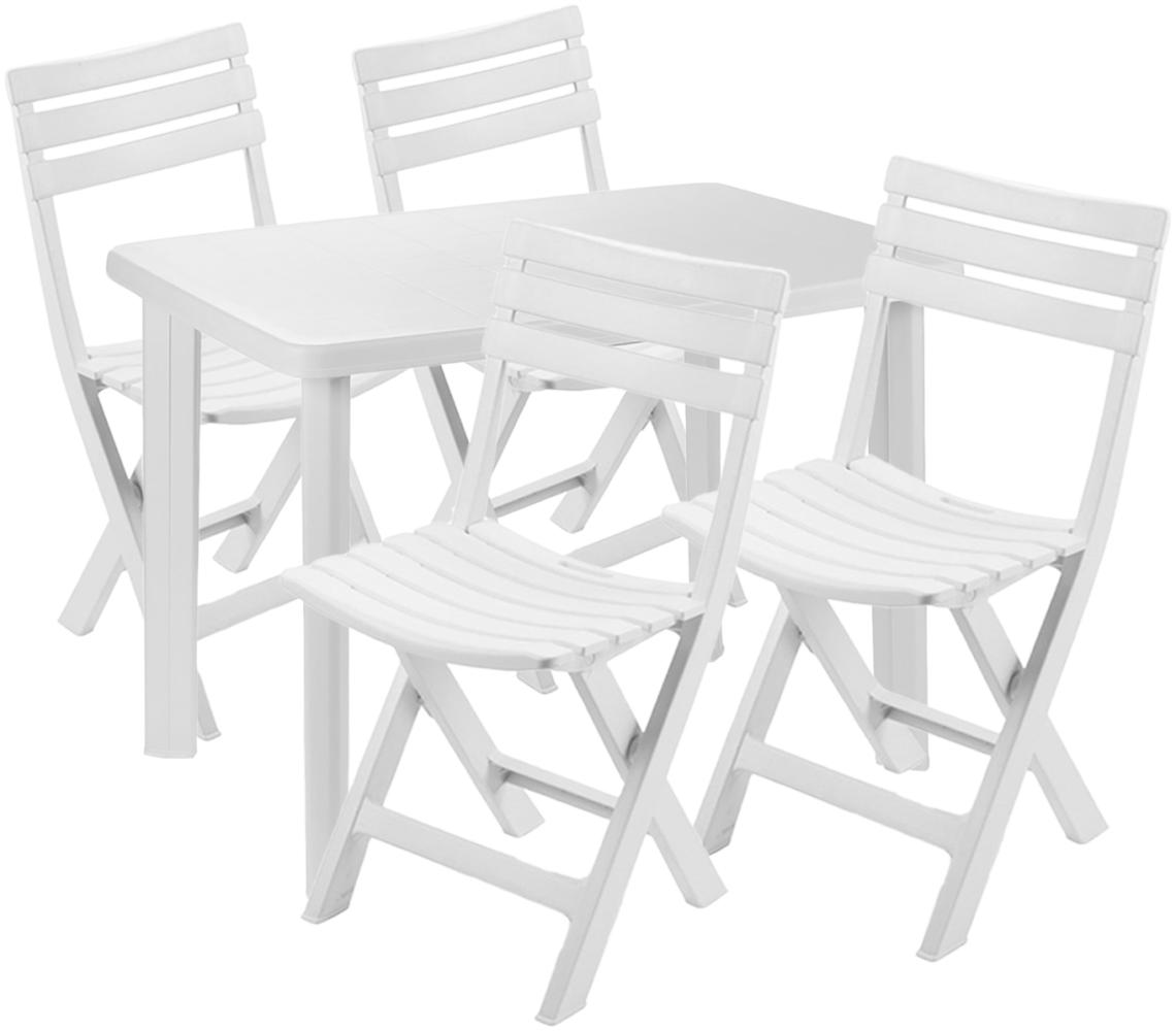 Gartengarnitur Bistrogarnitur 4-teilig Weiß Bild 1