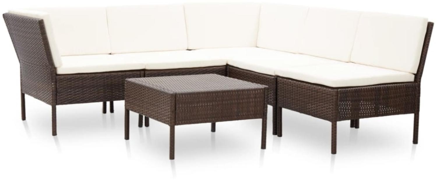 vidaXL 6-tlg. Garten-Lounge-Set mit Auflagen Poly Rattan Braun 48947 Bild 1