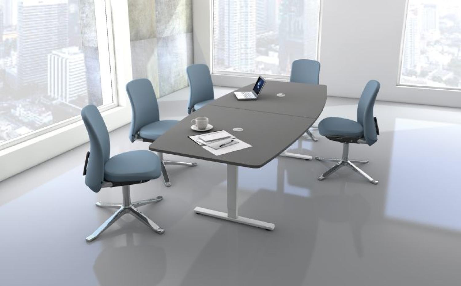 Konferenztisch Move 3 250x100 cm weiß oder grafit grafit-ohne Kabelkanal-ohne Steckdosen Bild 1