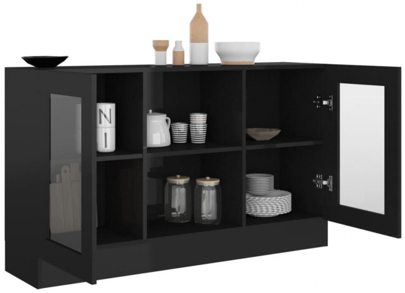 vidaXL Vitrinenschrank Hochglanz-Schwarz 120 x 30,5 x 70 cm Spanplatte Bild 1