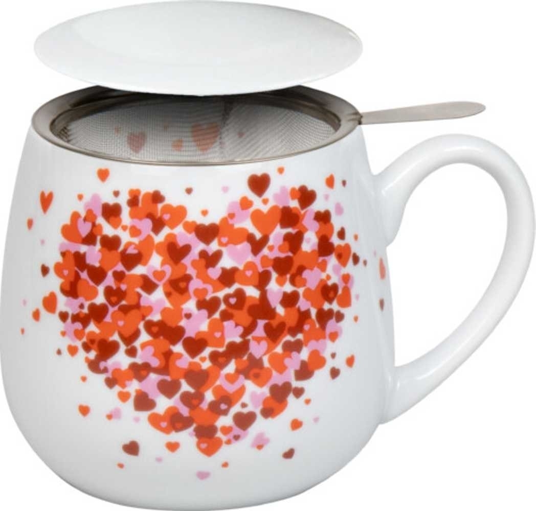 Könitz 1151432833 Becher mit Sieb und Deckel 400 ml - Tea for you - Love Explodes / Teebecher Bild 1