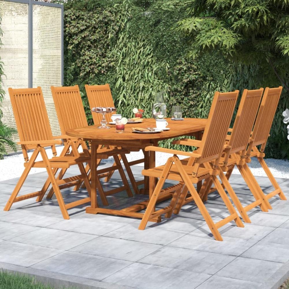 vidaXL 7-tlg. Garten-Essgruppe Massivholz Akazie 3079644 Bild 1