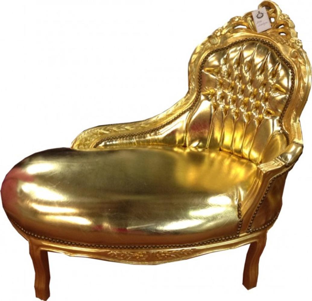 Barock Kinder Chaiselongue Gold/Gold Lederoptik - Tron Barock Möbel Bild 1