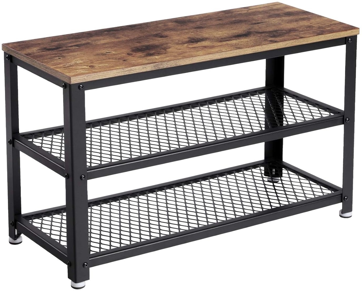 Vasagle Schuhbank mit 2 Ablagen, Holzspanplatten und Metall, vintagebraun-schwarz, 73 x 30 x 45 cm Bild 1