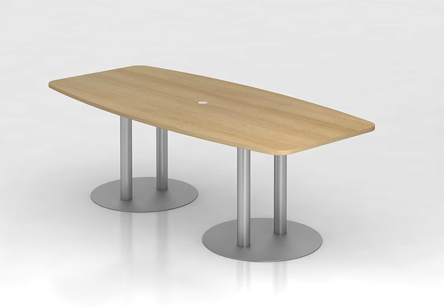 Konferenztisch KT22S 220x105cm Eiche Säulenfuße Gestellfarbe: Silber Bild 1