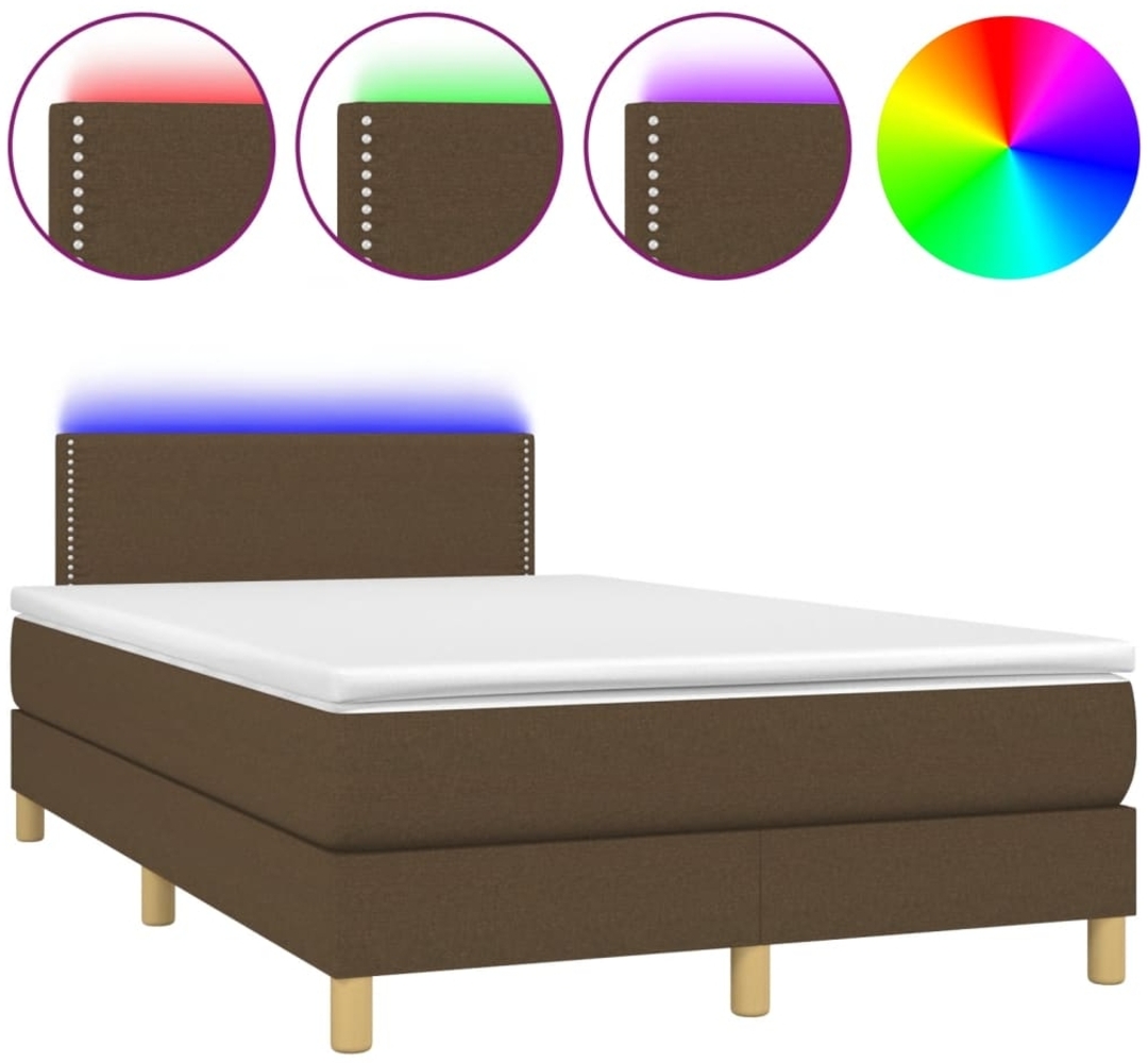 vidaXL Boxspringbett mit Matratze & LED Dunkelbraun 120x190 cm Stoff 3270084 Bild 1