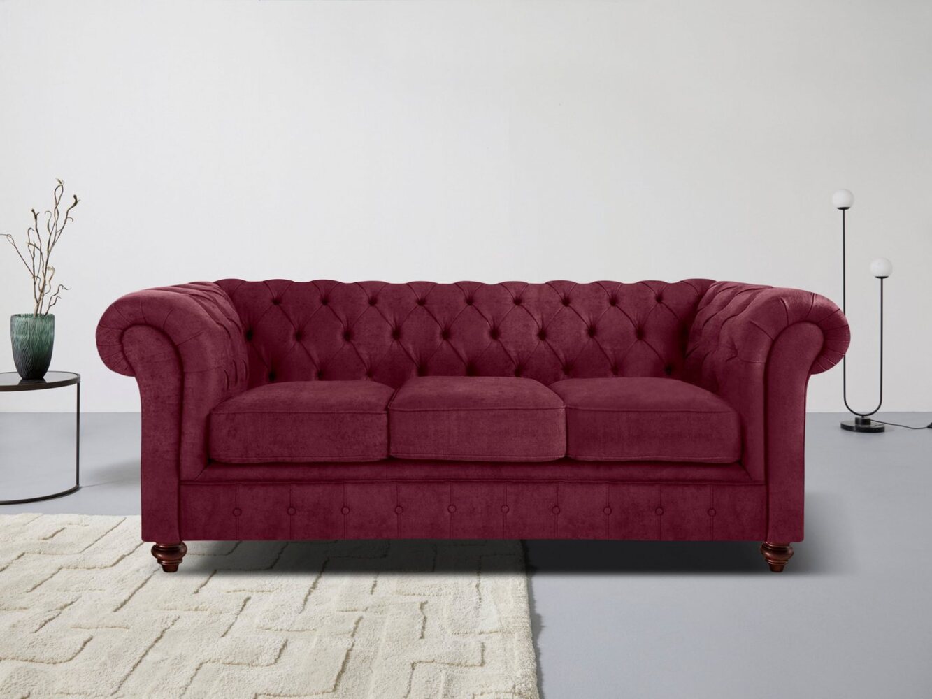 Home affaire Chesterfield-Sofa Chesterfield 3-Sitzer B/T/H: 198/89/74 cm, mit hochwertiger Knopfheftung, auch in Leder Bild 1