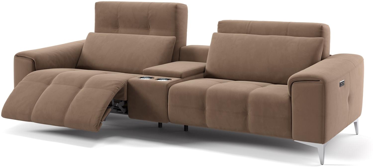 Sofanella Stoffsofa SALENTO Zweisitzer Kinocouch Heimkino in Hellbraun XL: 252 Breite x 100 Tiefe Bild 1