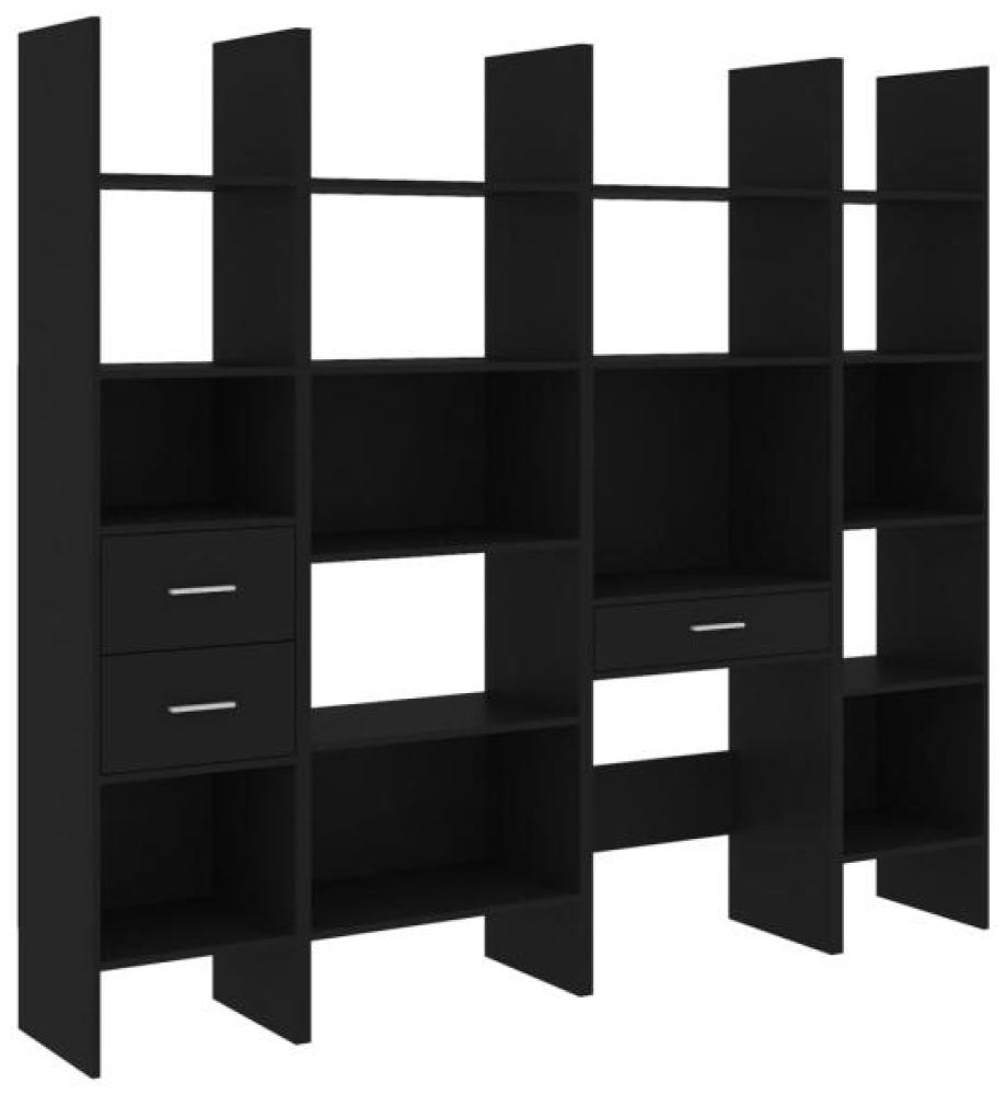 vidaXL 4-tlg. Bücherregal-Set Schwarz Spanplatte Bild 1