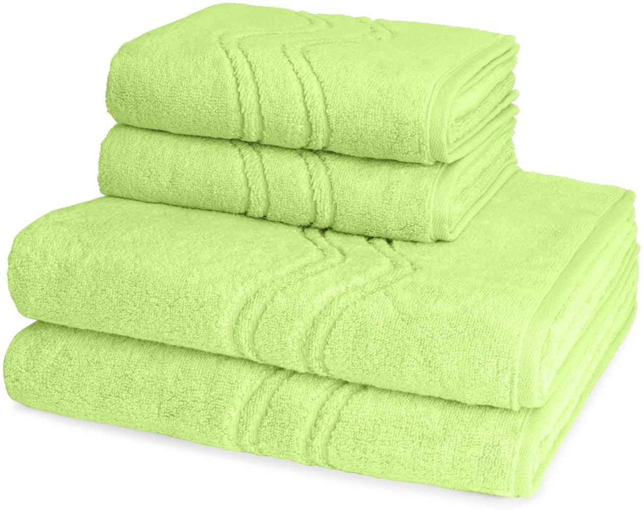 Ross Cashmere feeling 4 tlg. Frottier-Set - 2 X Handtuch (50 X 100cm), 2 X Duschtuch (75 X 140cm) - 520 g/m2 - Apfelgrün Bild 1