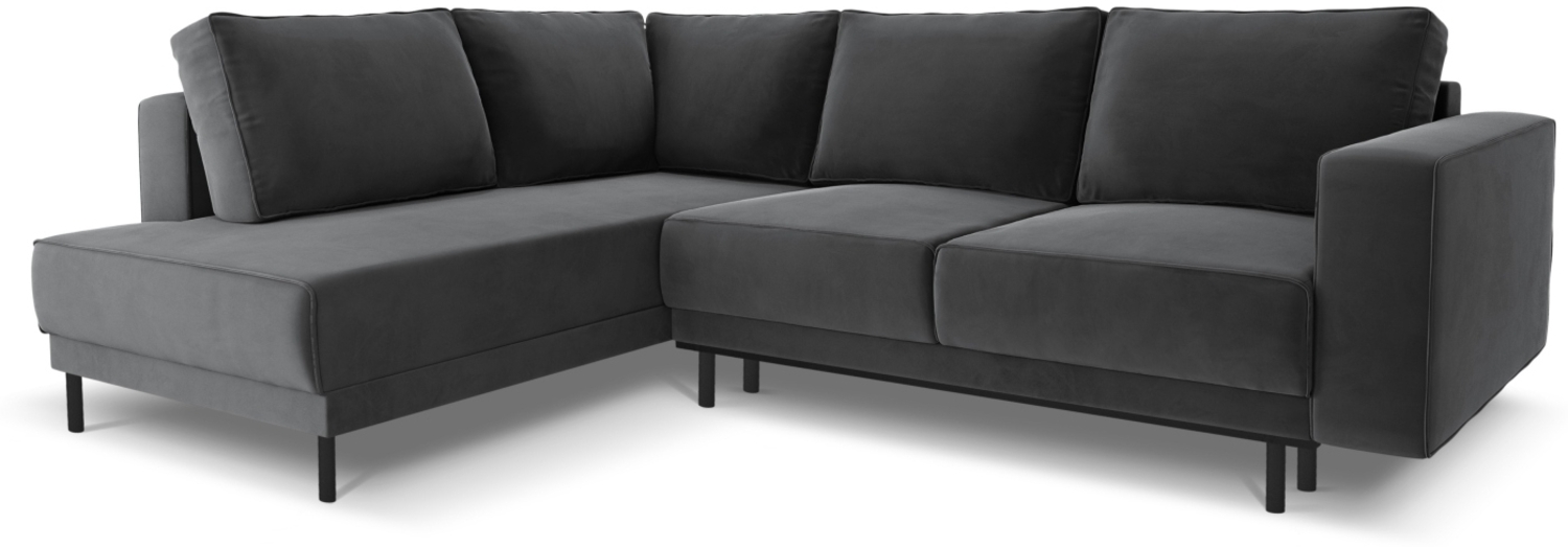 Micadoni Ecksofa Caro 5-Sitzer Samt Grau Links 140x208 Bild 1