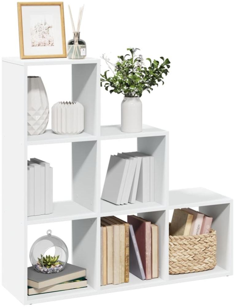 vidaXL Raumteiler-Bücherregal 3 Etagen Weiß 99x29x99 cm Holzwerkstoff 857958 Bild 1