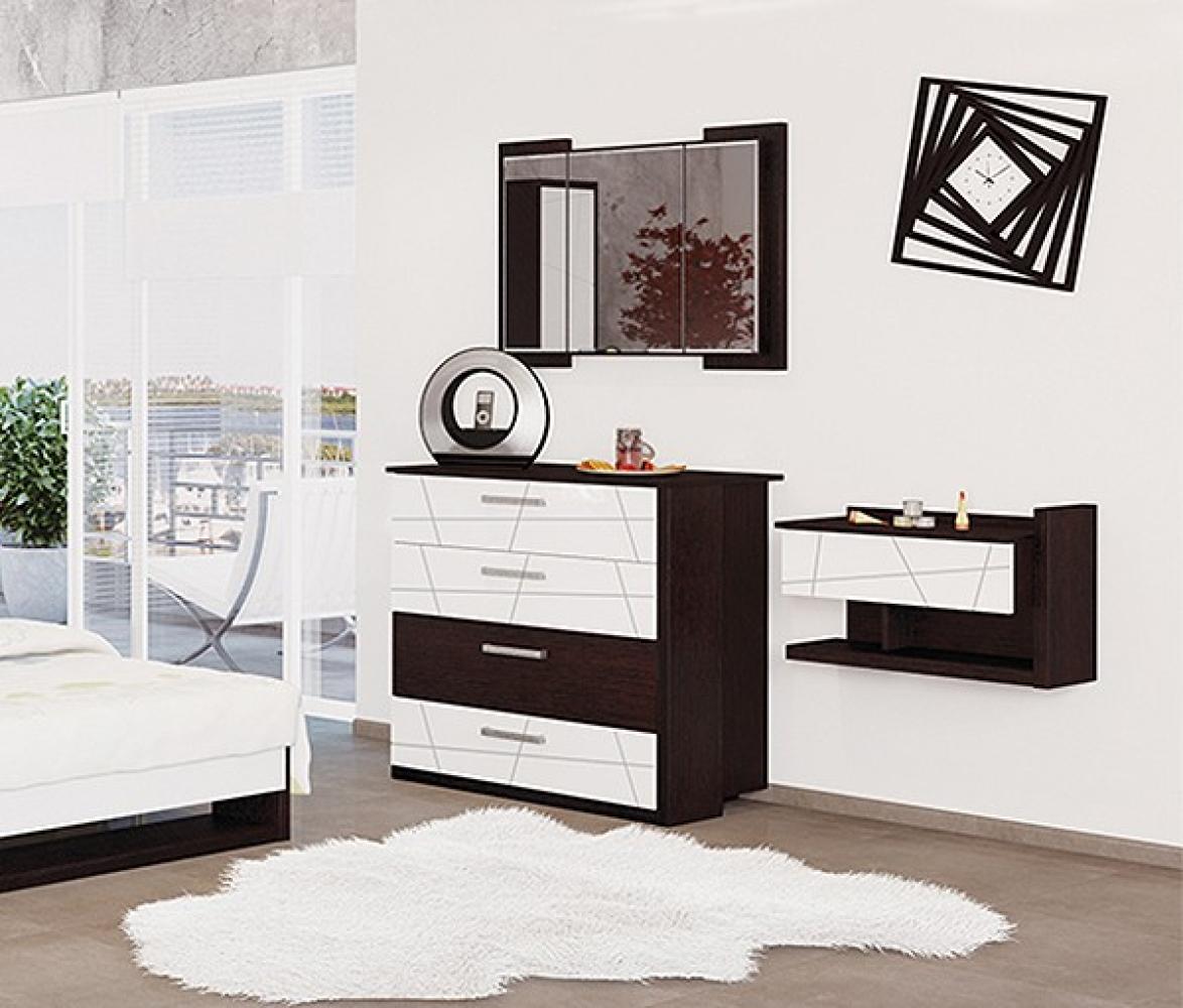 Kommode Barcelona Schubladenkommode 98cm eiche niagara weiß Hochglanz MDF Bild 1