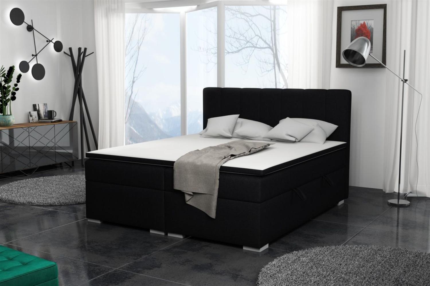 Boxspringbett Schlafzimmerbett LAURIN 140x200cm Stoff Inari Schwarz Bild 1