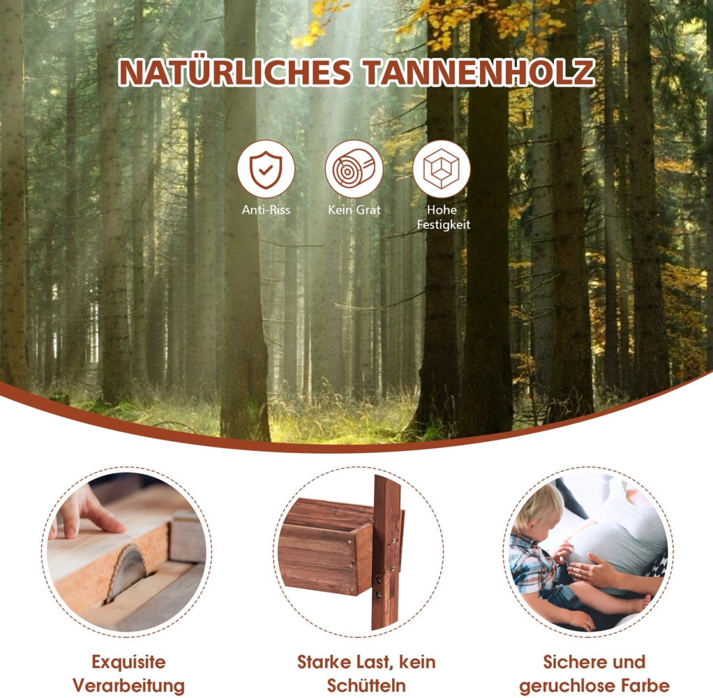 3-stufiges hölzernes Blumenregal Blumenständer 3 Etage Hochbeet Blumentreppe 71 x 38 x 105 cm Braun Bild 1