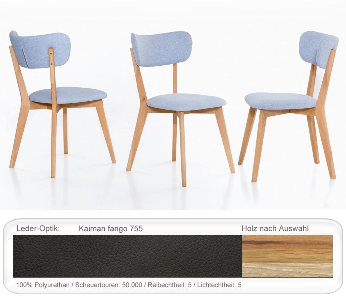 Holzstuhl Norina 12 Polsterstuhl Varianten Esszimmerstuhl Küchenstuhl Eiche bianco geölt, Kaiman fango Bild 1