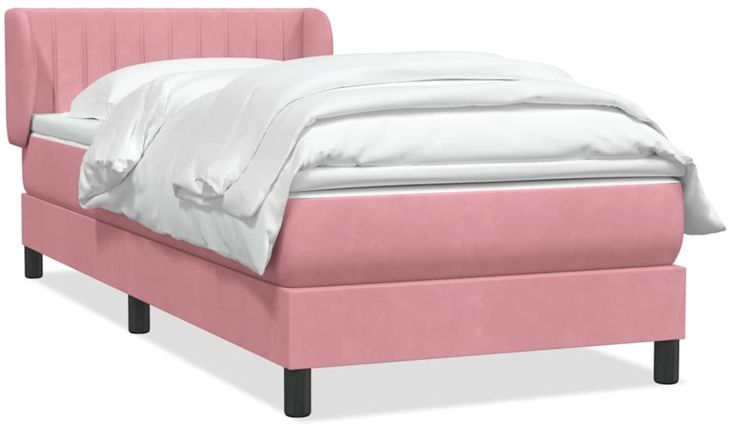 vidaXL Boxspringbett mit Matratze Rosa 100x210 cm Samt 3317690 Bild 1