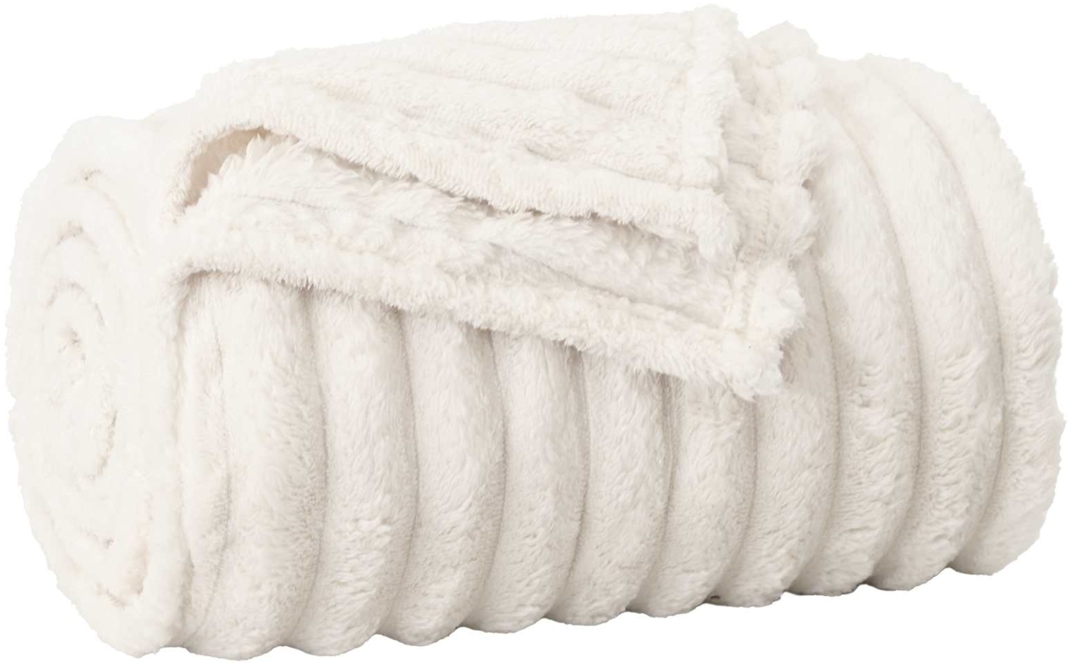 Überwurfdecke, Wohndecke Creme 240 x 220 cm Fleece Bild 1