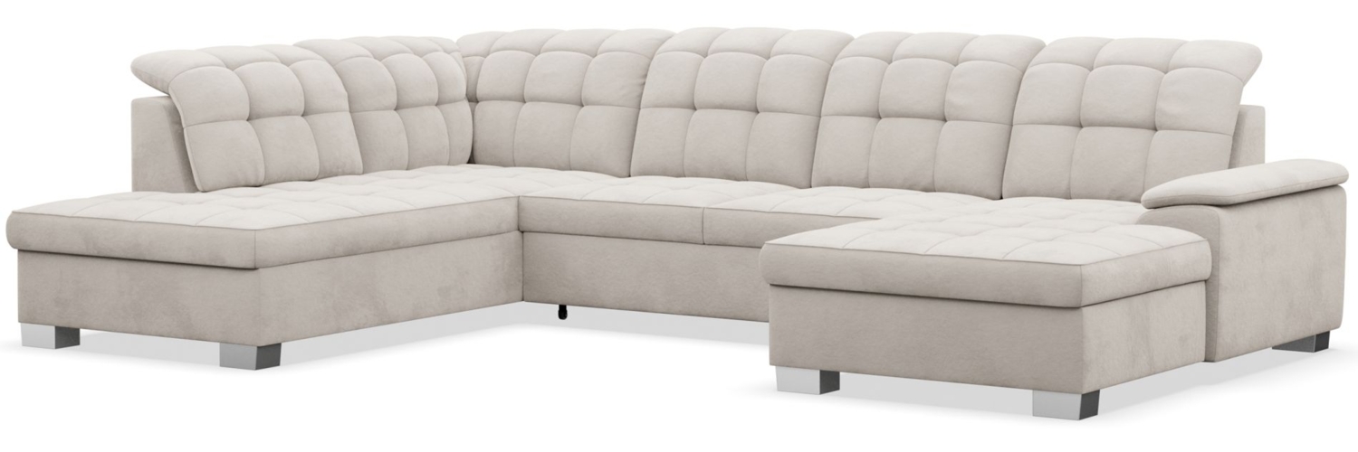 Selsey 'Jamaal' Wohnlandschaft mit Schlaffunktion und Stauraum rechtsseitig, Velours hydrophob, taupe Bild 1