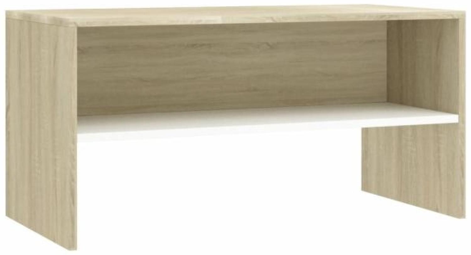 vidaXL TV-Schrank Weiß und Sonoma-Eiche 80 x 40 x 40 cm Spanplatte Bild 1