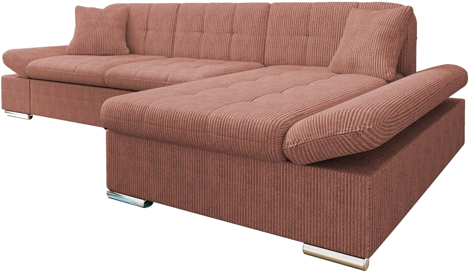 'Malwi' Ecksofa Cord, Rosa, 76 x 161 x 278 cm, Rechts Bild 1
