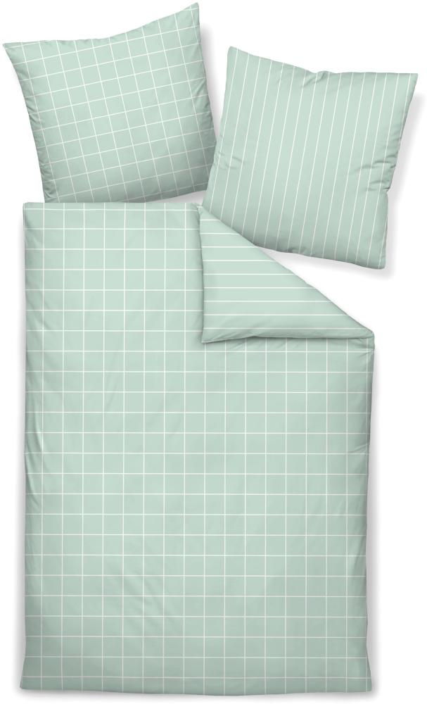 Janine Mako Satin Bettwäsche 2 teilig Bettbezug 155x220 cm Kopfkissenbezug 80x80 cm Modernclassic 39025-16 jadegrün Bild 1