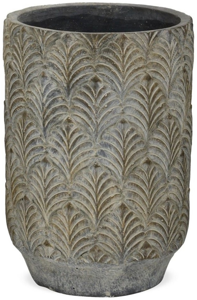 matches21 HOME & HOBBY Blumentopf Zementtöpfe Blattmuster Antik Look Blumentopf grau Ø 16,5 cm (1 St) Bild 1