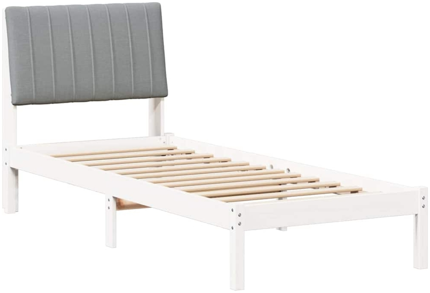 vidaXL Bettrahmen mit Kopfteil Weiß 75 x 190 cm Massives Kiefernholz 878933 Bild 1