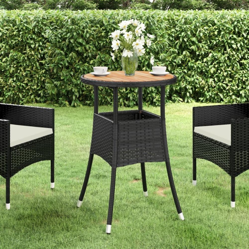 vidaXL Gartentisch Ø60x75 cm Akazienholz und Poly Rattan Schwarz 310602 Bild 1