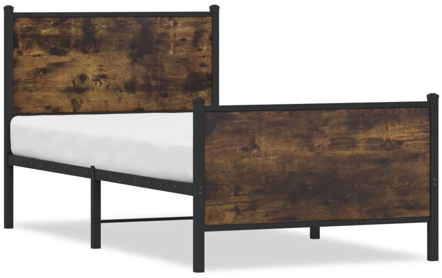 vidaXL Metallbett ohne Matratze Räuchereiche 90x190 cm 4007677 Bild 1