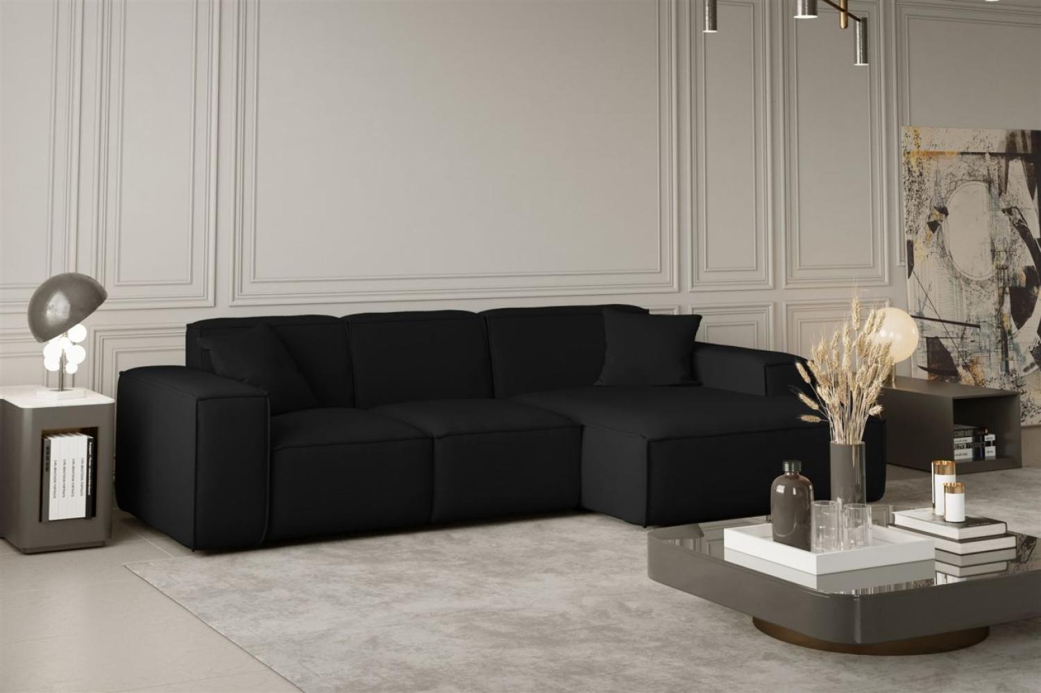 Ecksofa Designersofa CELES in Stoff Opera Velvet Schwarz Ottomane Rechts Bild 1